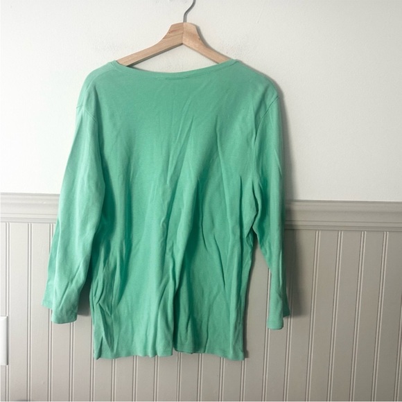Sonoma Mint Green V-Neck Long Sleeve Tee 100% Cotton XL - Picture 4 of 4